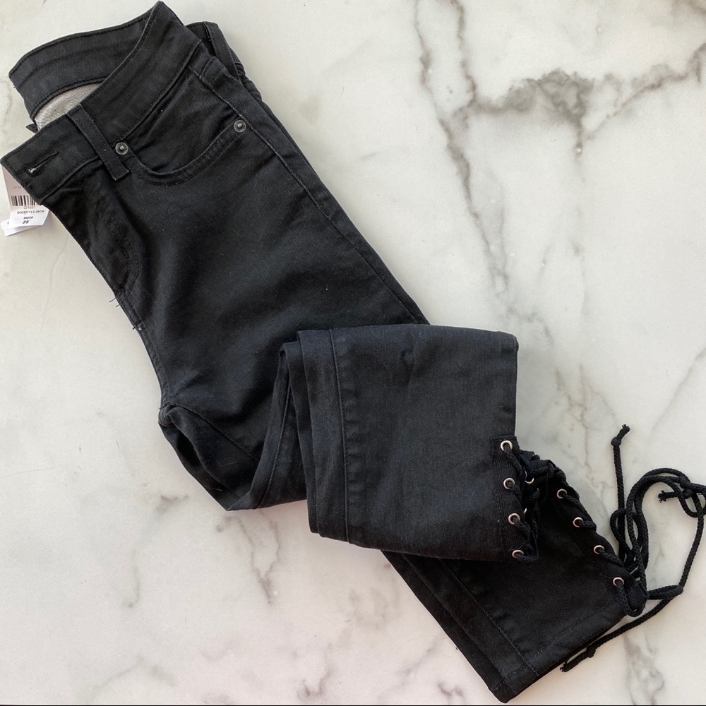 NWT LF black lace up calf skinny jeans - Picture 2 of 6